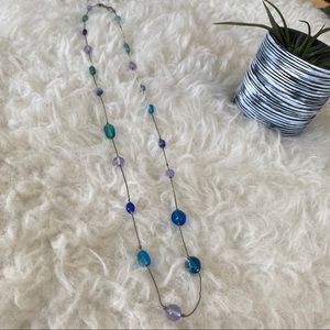 Lia Sophia Aqua Purple & Green Long Necklace